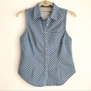 FOREVER21 Sleeveless Polka Dot Button Down